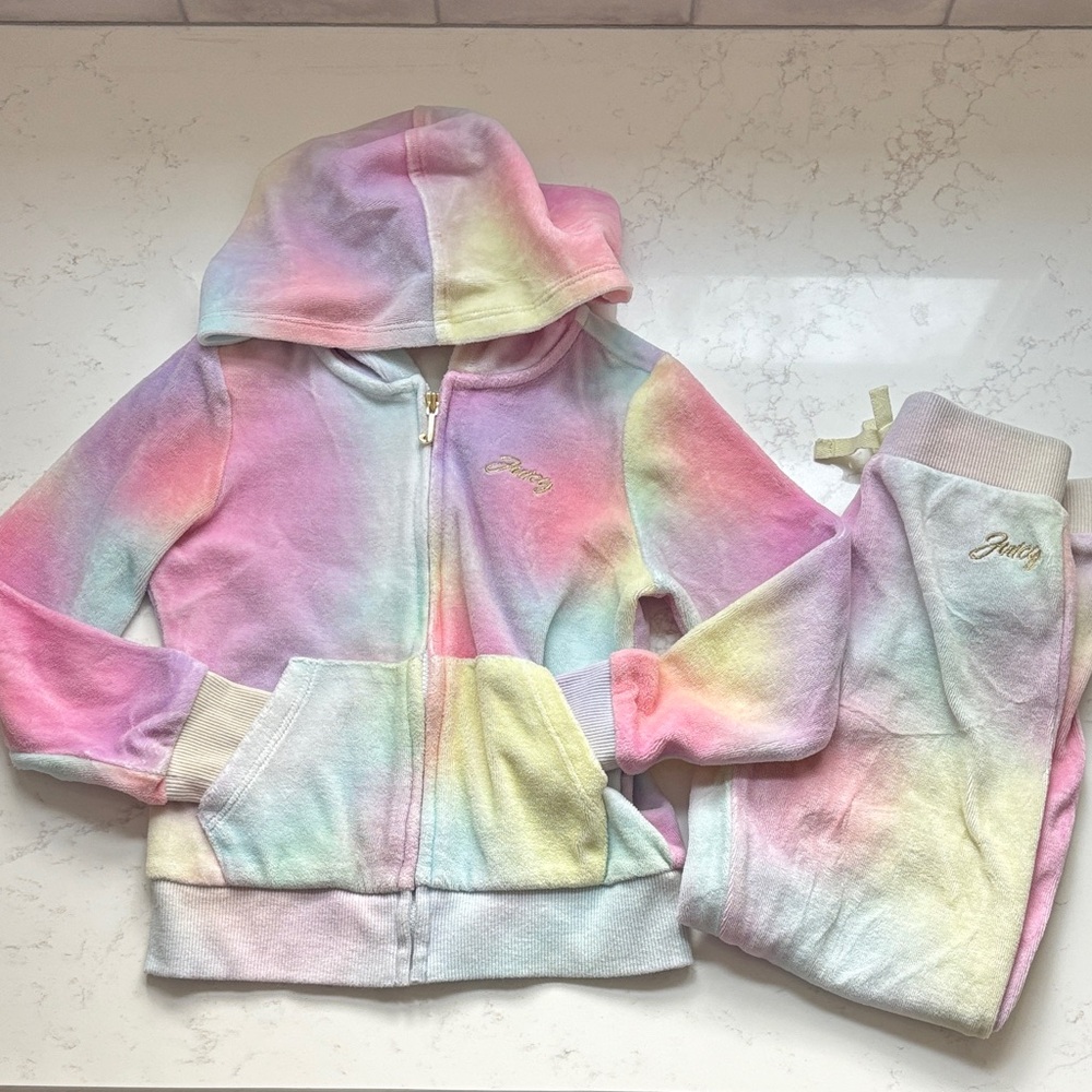 Juicy Couture Multicolor Tie-Dye Hoodie and Joggers - Size 5